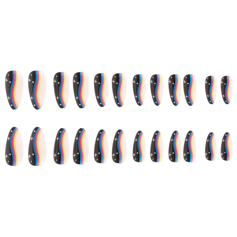 Dream Stars False Nail Short Almond Glossy Press on Nails for Nail Art 24pcs