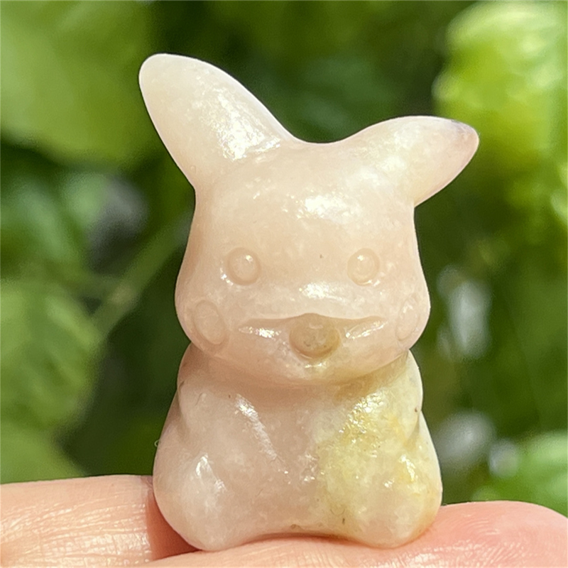 1.5" Natural quartz carved Pikachu skull Quartz crystal skull reiki healing