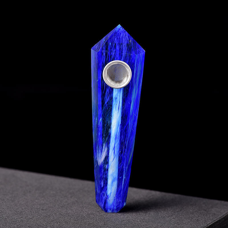 Natural Blue Melting Stone Smoking Pipe Quartz Crystal Wand Point Reiki Obelisk