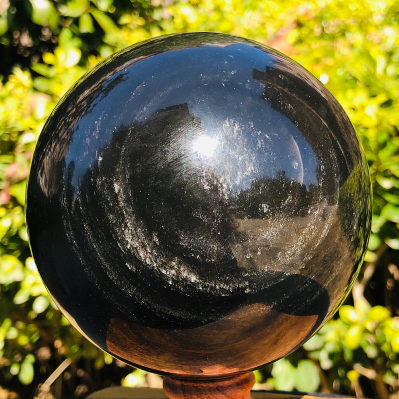 3.05LB TOP Natural Silver Obsidian Sphere Crystal quartz Ball Healing 798