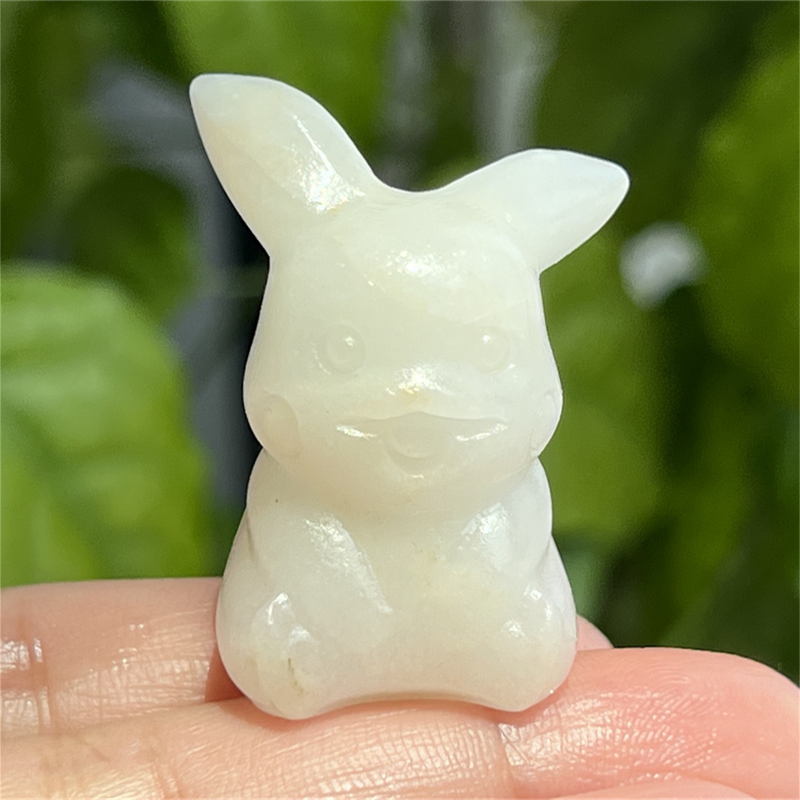 1.5" Natural quartz carved Pikachu skull Quartz crystal skull reiki healing