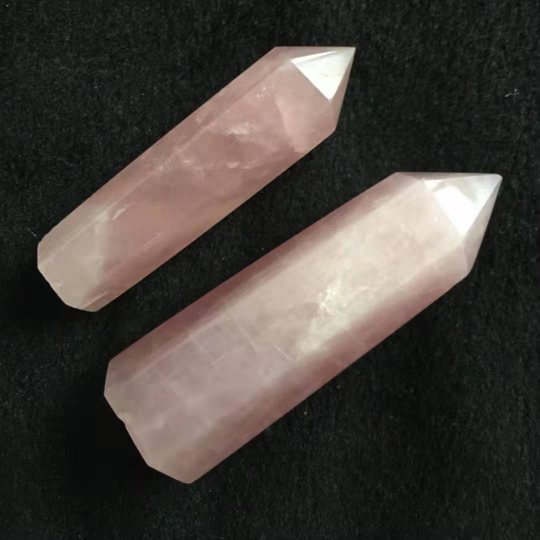 Pink Crystal Hexagonal Prism Pink Crystal Hexagonal Prism Powder Crystal Column Pink Crystal Rough Stone Grinding Crystal Column
