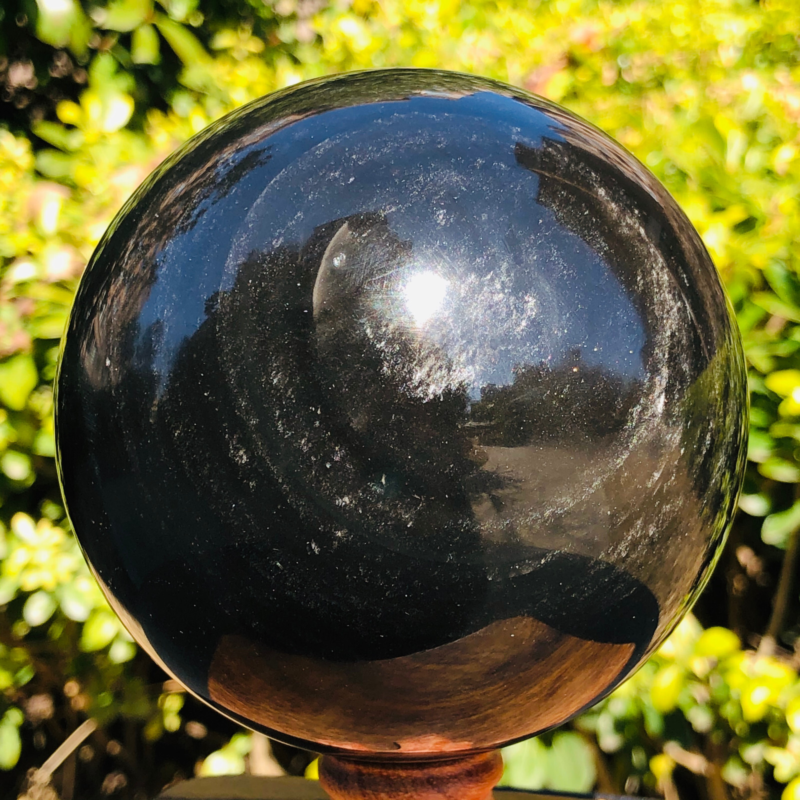 3.05LB TOP Natural Silver Obsidian Sphere Crystal quartz Ball Healing 798
