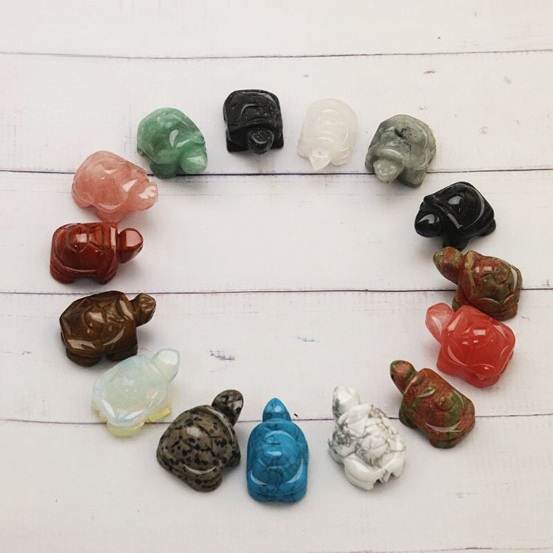Natural Quartz Crystal Carved Longevity Tortoise Healing Gemstone Animal Turtle