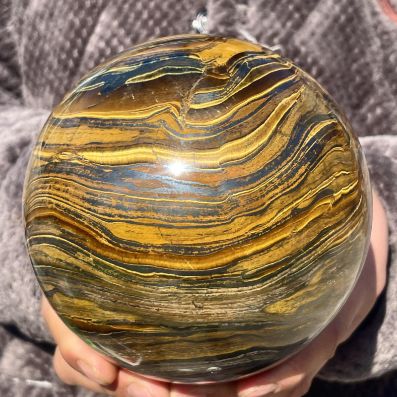 7.27LB Natural Tiger's Eye Ball Quartz Crystal Sphere Gem Healing Décor