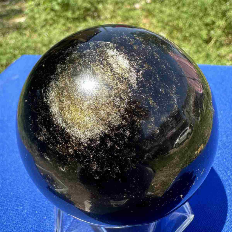 460g natural Gold obsidian sphere quartz crystal polished ball healingg550