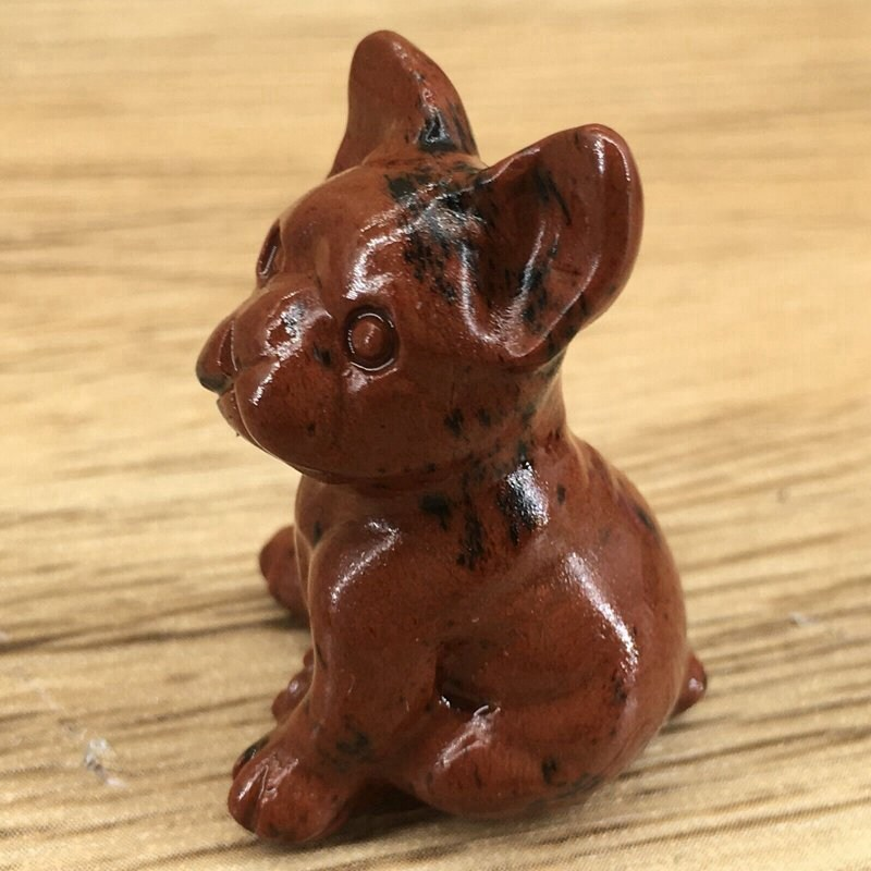 Natural Quartz Crystal Carved Rough Stone French Bulldog Healing Animal Decor