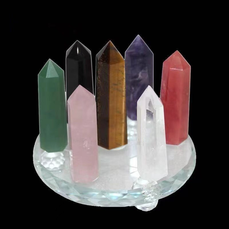 Natural Crystal Point Wand Tower Column Chakra Obelisk Quartz Healing Stone Rock