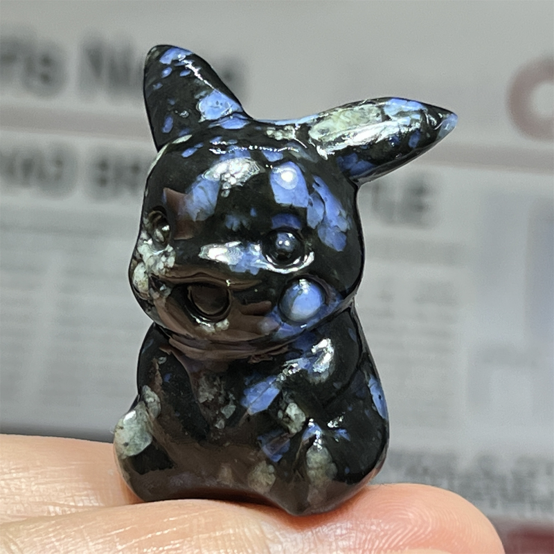 1.5" Natural quartz carved Pikachu skull Quartz crystal skull reiki healing