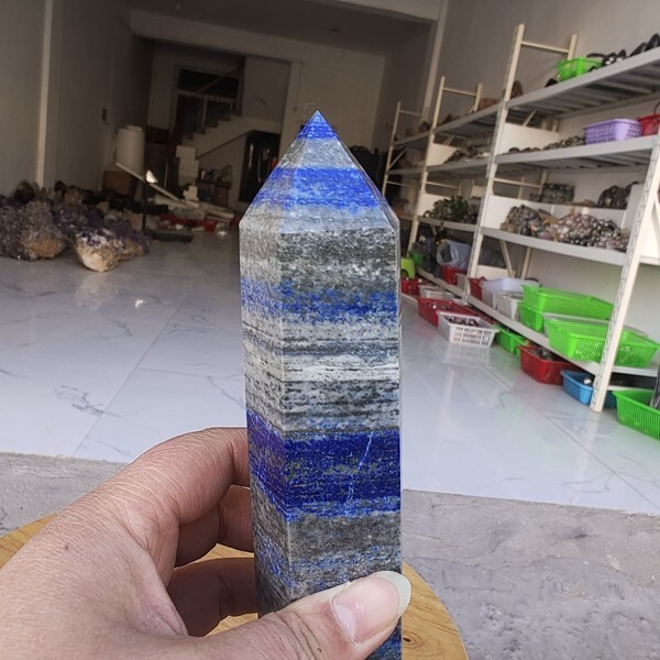 655g Natural Rock Lapis Lazuli Quartz Crystal Stone Point Healing Wand Obelisk