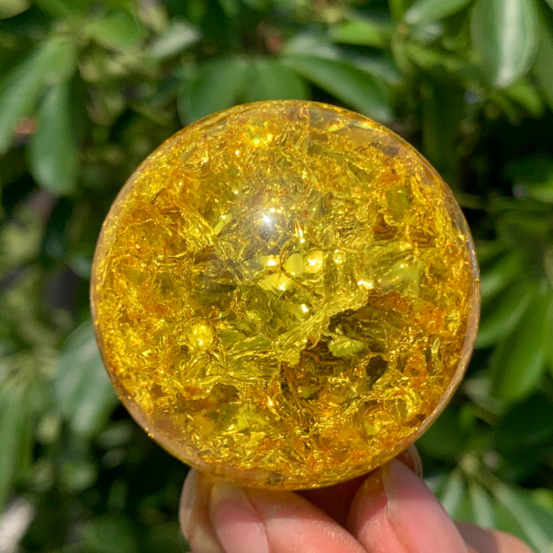 165G Natural Titanium Rainbow Quartz sphere Crystal ball Healing