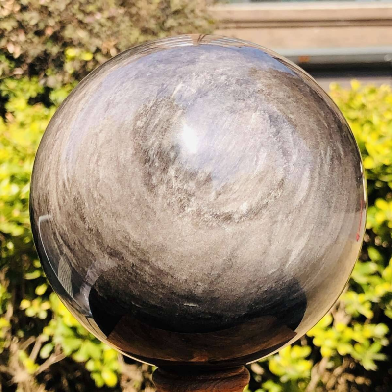 4.2LB Natural Beautiful Silver obsidian ball Quartz Crystal Sphere Healing 348