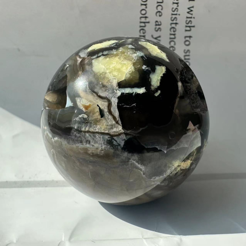 1pc 180+Natural Volcanic agate Ball quartz crystal sphere Reiki Healing 50mm+