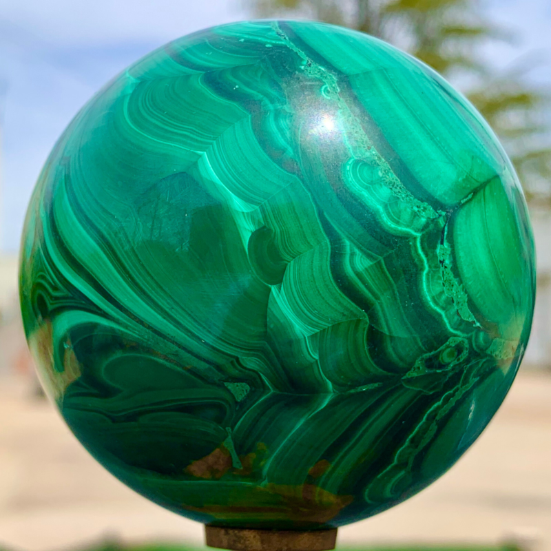 1.34LB Natural malachite egg quartzcrystal energy ball reiki healing