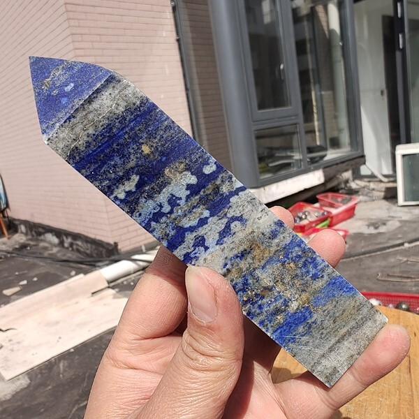 340g Natural Rock Lapis Lazuli Quartz Crystal Stone Point Healing Wand Obelisk