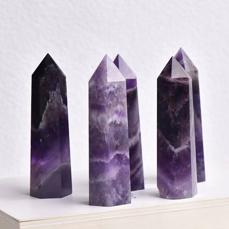 Natural Crystal Point Wand Tower Column Chakra Obelisk Quartz Healing Stone Rock