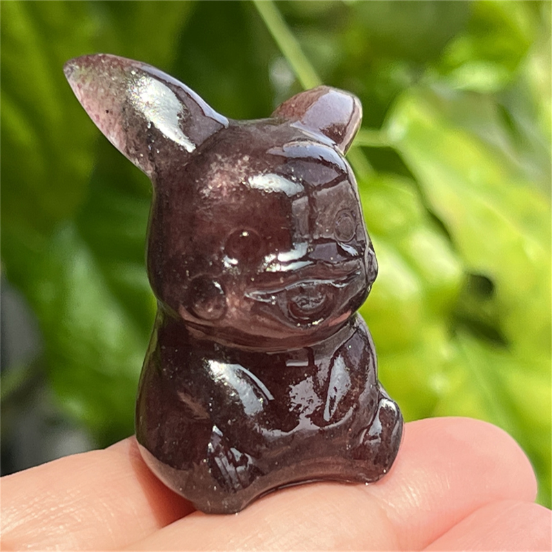 1.5" Natural quartz carved Pikachu skull Quartz crystal skull reiki healing