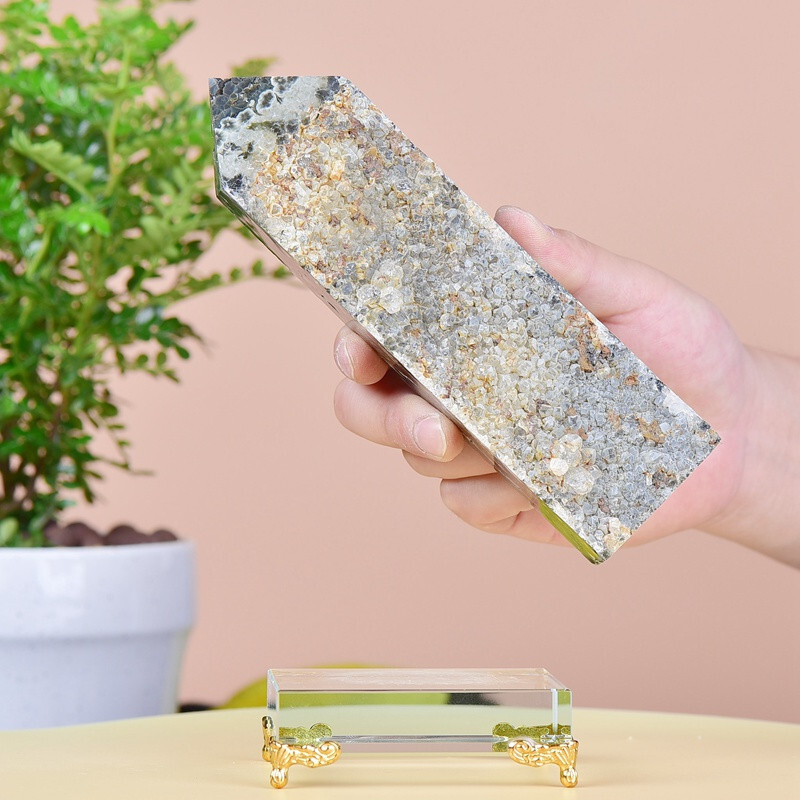 1.34LB Natuar Ocean Jasper Crystal Obelisk Point Wand Stone Quartz Healing