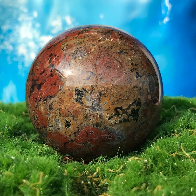 220GRare Natural Ocean Jasper Quartz Ball Crystal Ball Sample Repair