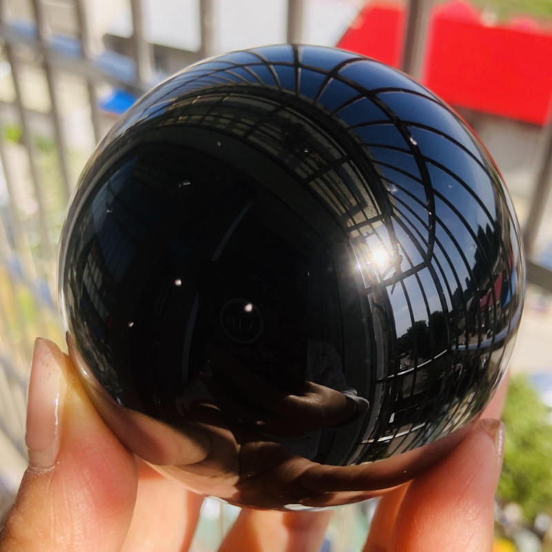 425G Natural obsidian crystal energy ball D659