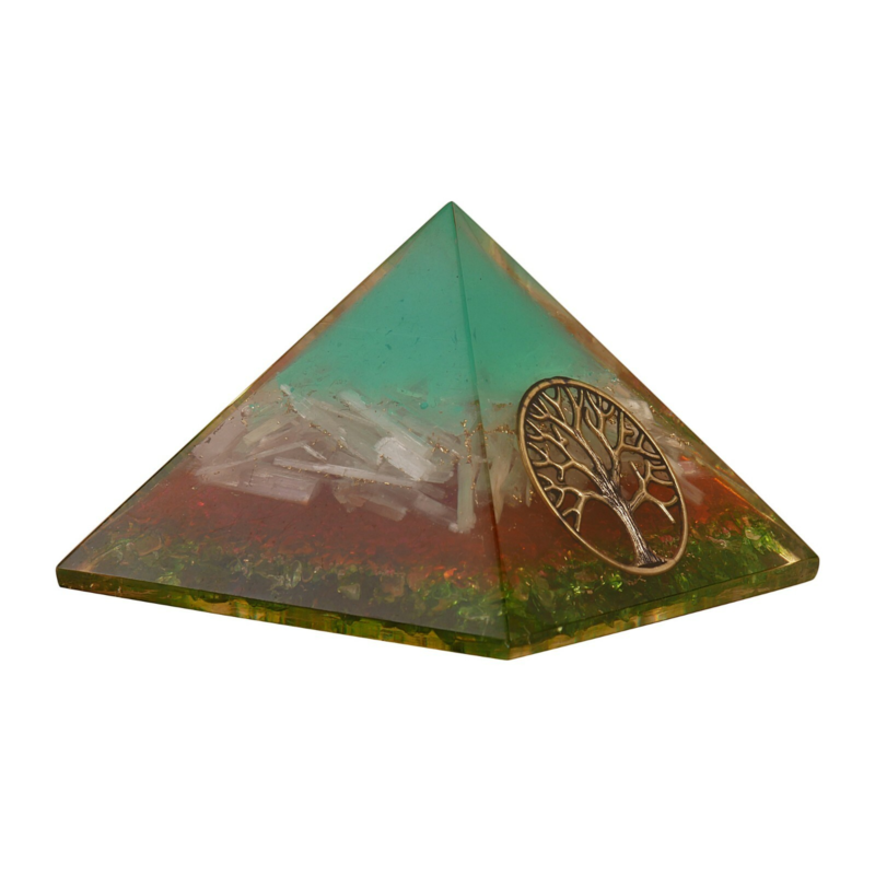 Selenite &Peridot Stone Orgonite Orgone Pyramid Emf Protection Free Shipping