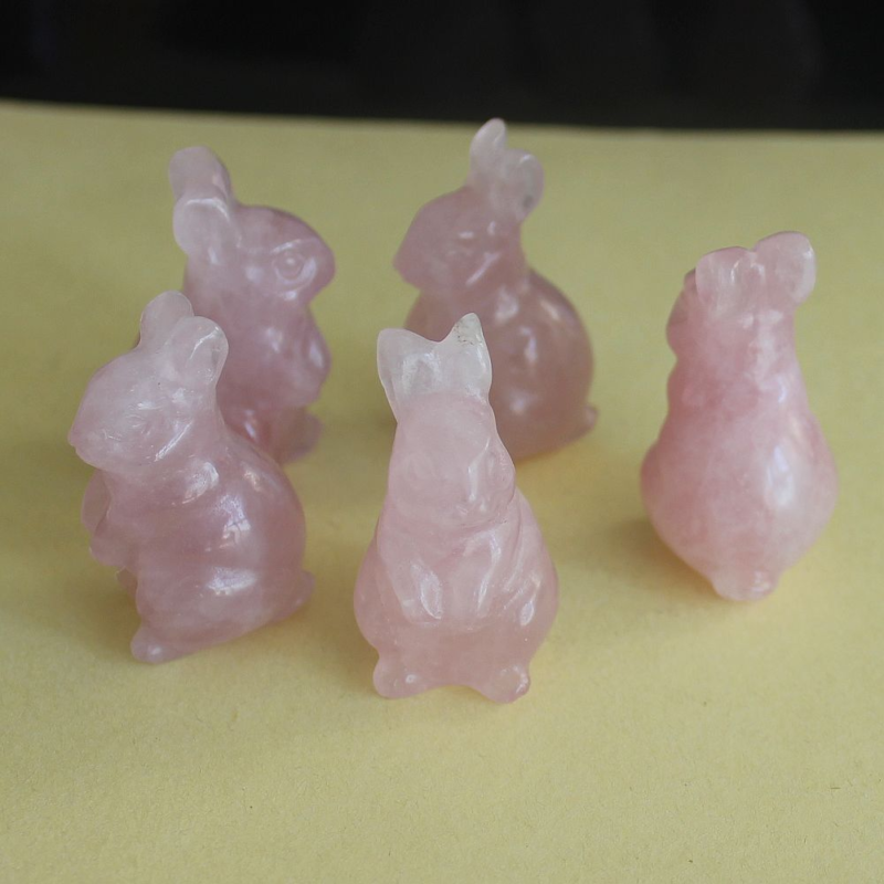 Carved gemstone crystal rabbit bunny figurine animal carving home decor 1.5''