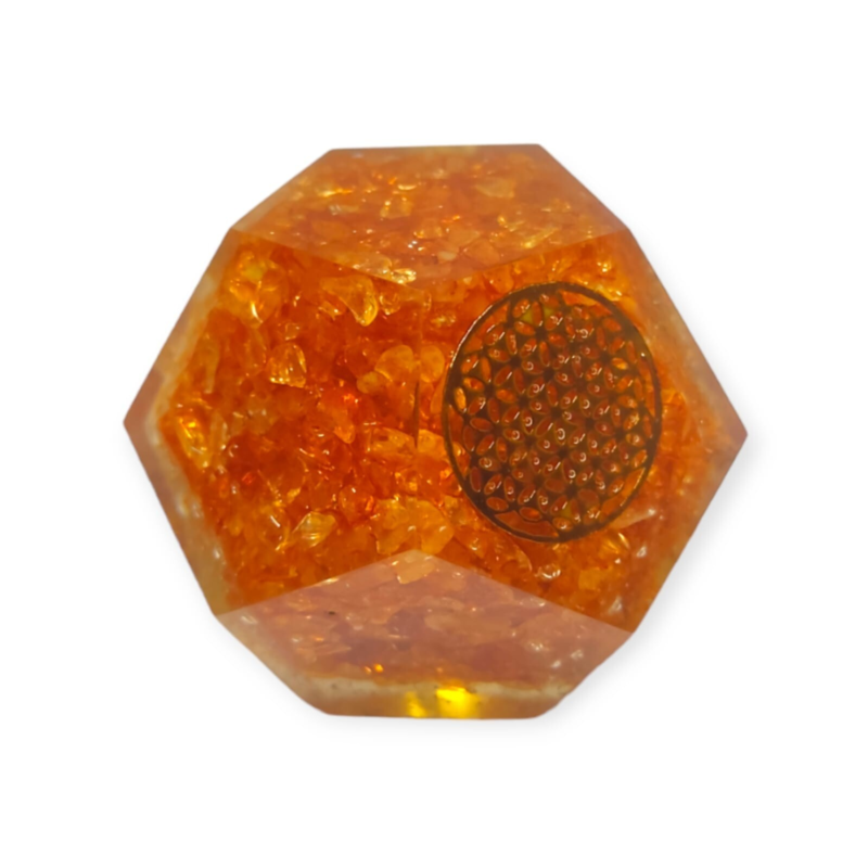 Orange Aventurine Orgonite Dodecahedron Crystal Flower Of Life Healing 40-45MM