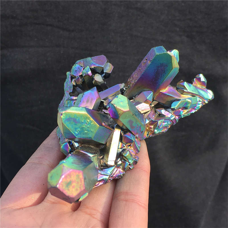 190g Electroplate Rainbow cluster quartz crystal mineral specimen reiki healing