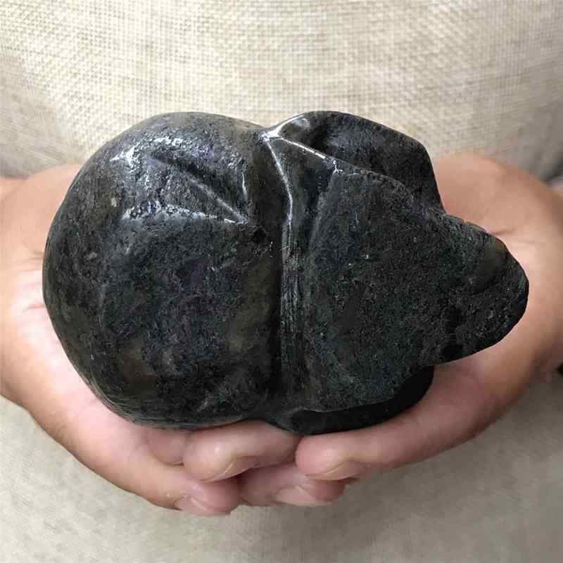 0.49Kg Natural black jade quartz skull carved Quartz Crystal skull Healing