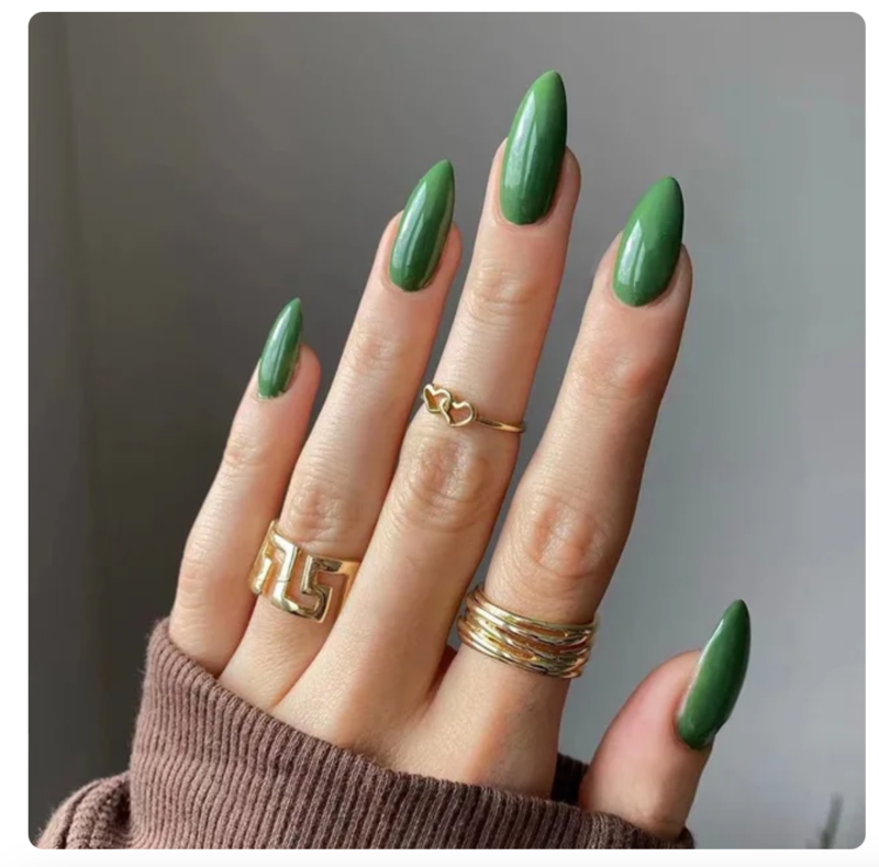 24 Full Colour Press On False Nails With Glue Reusable Mid Length Stiletto Tips