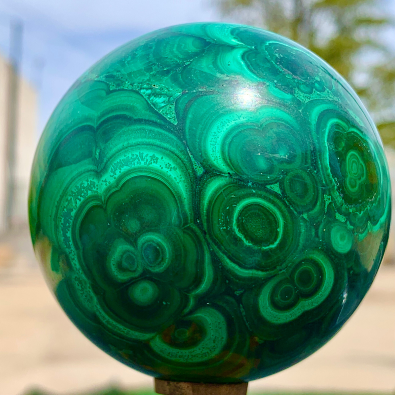 1.34LB Natural malachite egg quartzcrystal energy ball reiki healing