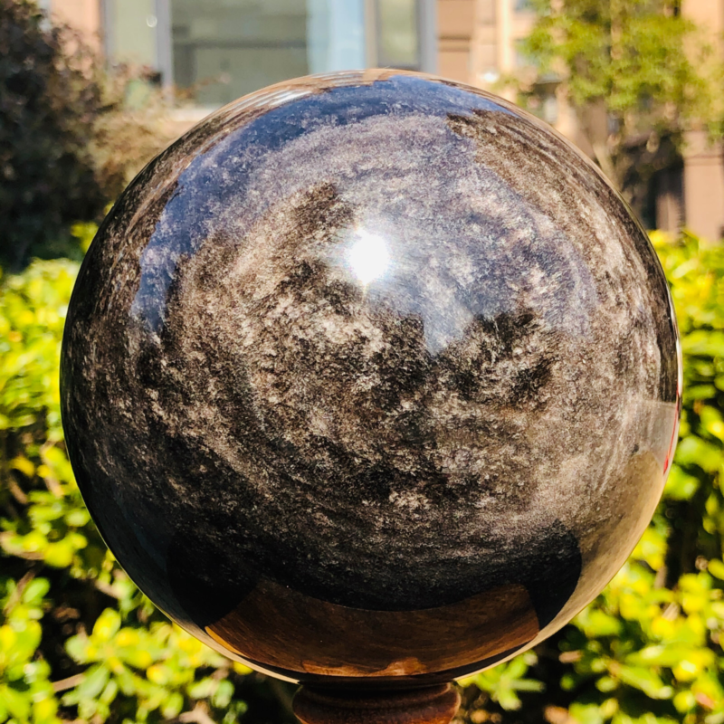 5.12LB Natural Silver Obsidian Sphere Crystal quartz Ball Healing