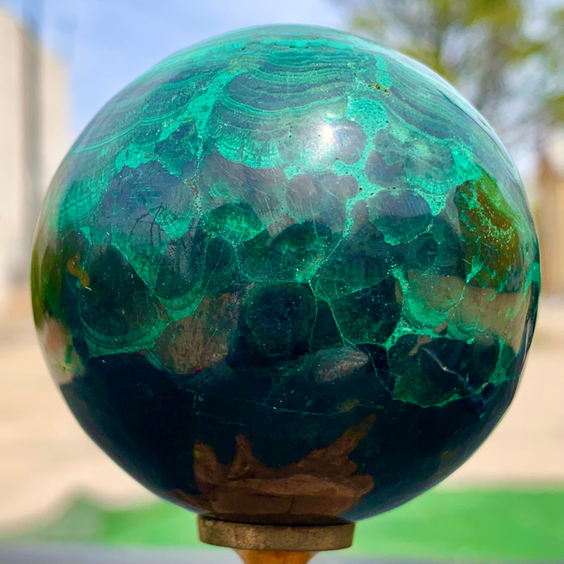 360G Natural malachite egg quartzcrystal energy ball reiki healing