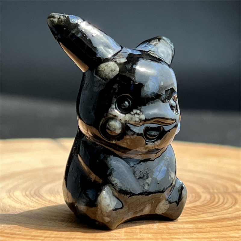 1.5" Natural quartz carved Pikachu skull Quartz crystal skull reiki healing