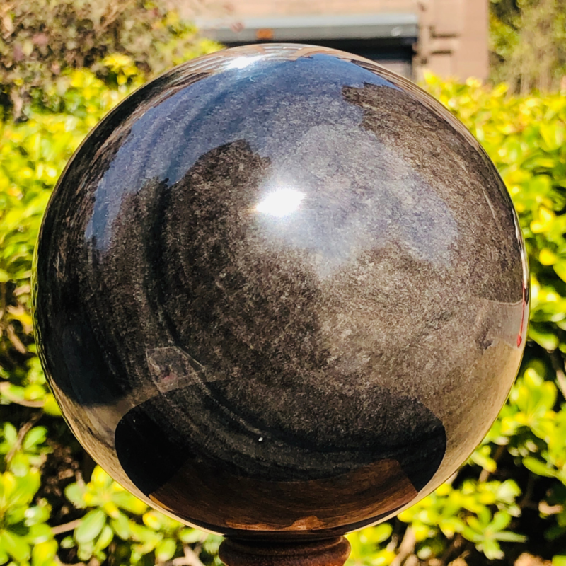 5.39LB TOP Natural Silver Obsidian Sphere Crystal quartz Ball Healing 788
