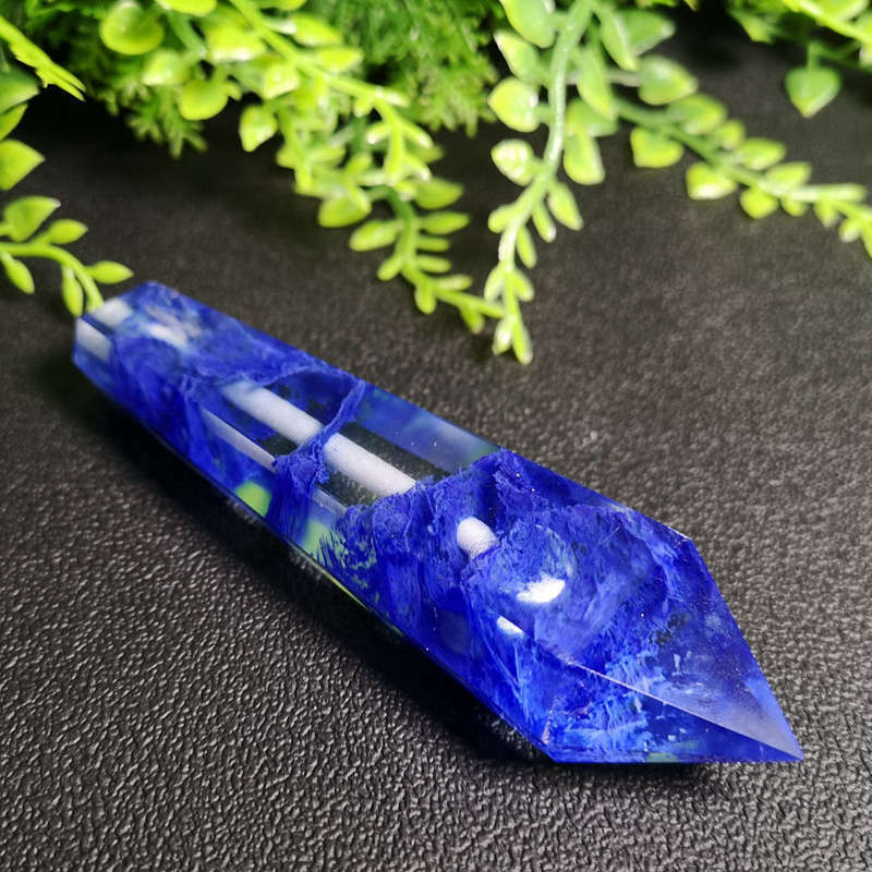 Natural Blue Melting Stone Smoking Pipe Quartz Crystal Wand Point Reiki Obelisk