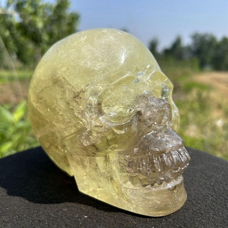 4.2LB Natural smoky citrine Skull Hand Quartz Crystal Skull Reiki Healing