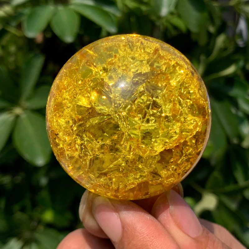 165G Natural Titanium Rainbow Quartz sphere Crystal ball Healing