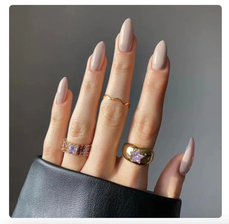24 Full Colour Press On False Nails With Glue Reusable Mid Length Stiletto Tips