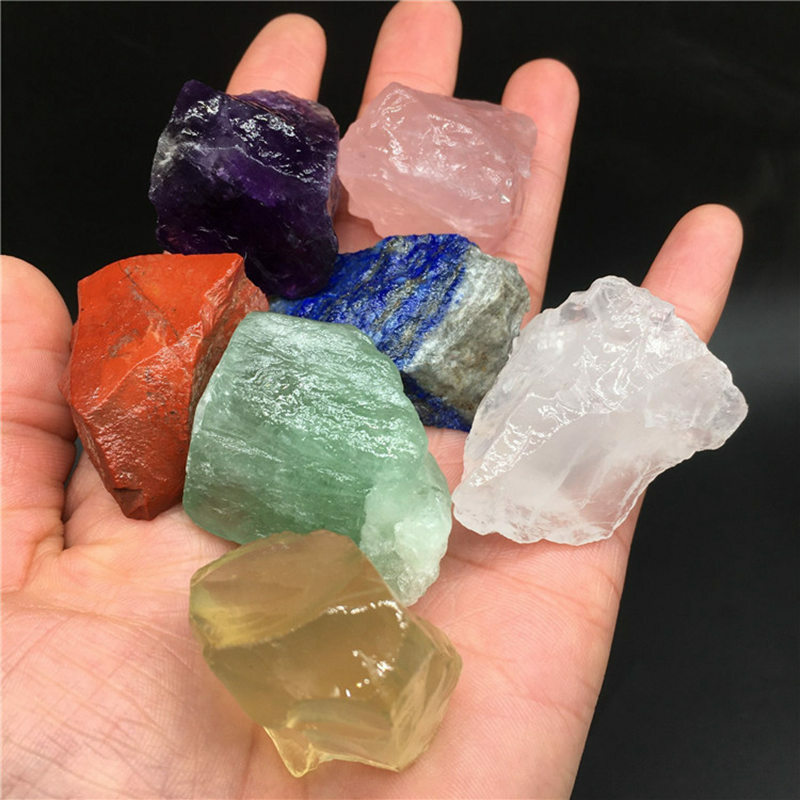 10Sets 7 Chakra Crystal Stone Set Natural Rock Quartz Balance Gemstone W/ Pouch