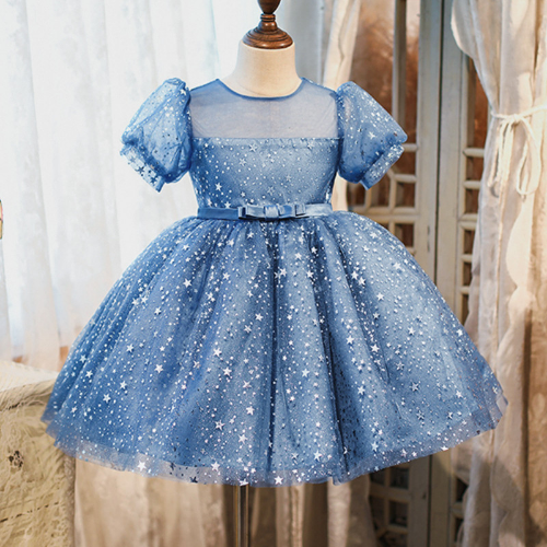 Baby Champagne Baptism Dress Cute Girl Sequin Puff Sleeve Fairy 1 Year Birthday