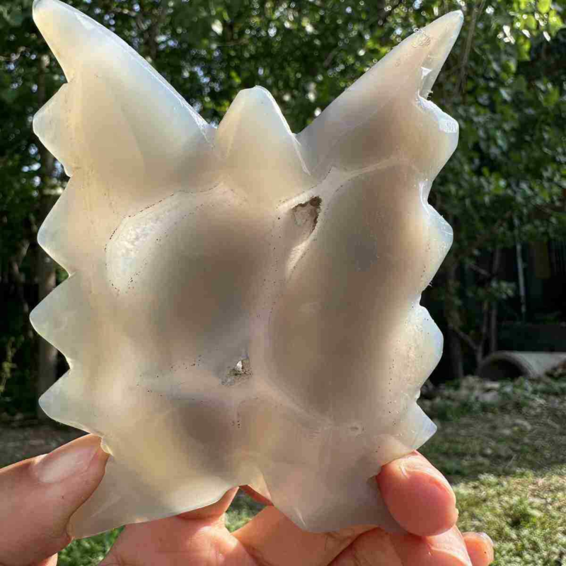 150g natural agate hand carved butterfly skull quartz crystal cluster reiki