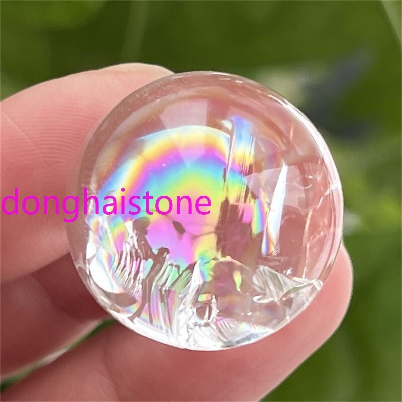 Top 1pc Natural clear Quartz sphere Rainbow Crystal Ball Mineral healing 20mm+