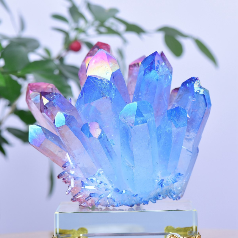 1.49LB Electroplated Color Crystal Cluster Crystal Mineral Reiki Healing