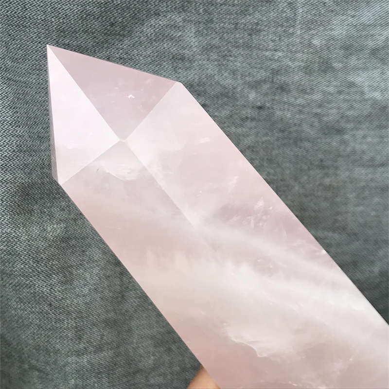 1.04kg Natural Rose Quartz Obelisk Quartz Crystal Point Wand Healing Gem