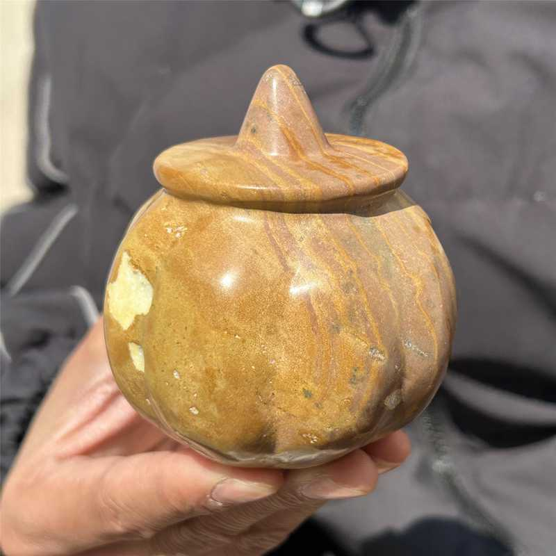 0.49Kg Natural serpenggiante jasper pumpkin carved Quartz Crystal skull Healing