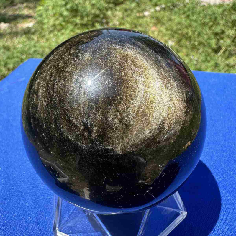 460g natural Gold obsidian sphere quartz crystal polished ball healingg550