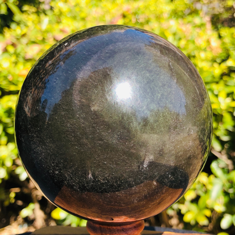 2.26LB TOP Natural Silver Obsidian Sphere Crystal quartz Ball Healing 796
