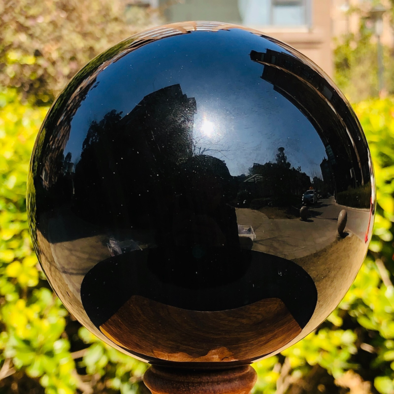 2.94LB Natural Silver Black Obsidian Sphere Quartz Crystal Ball Healing