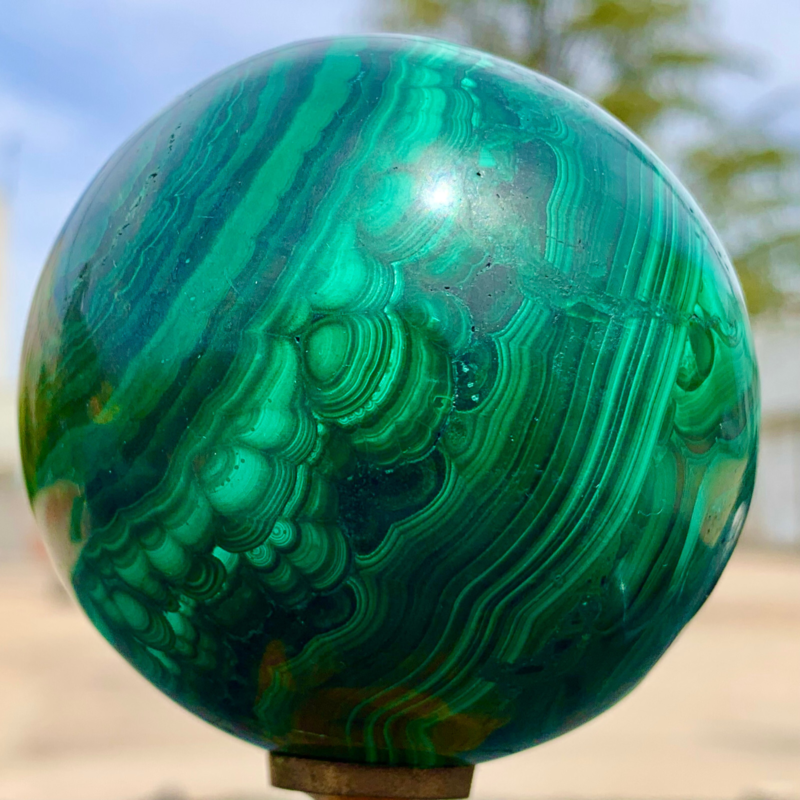 1.15LB Natural malachite egg quartzcrystal energy ball reiki healing